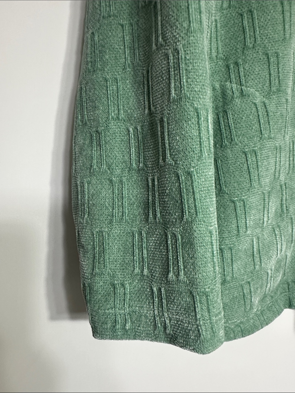 Denin & Co Mint/Sage Green Quarter-Zip Textured Pullover Sweater Size LP - Picture 6 of 15